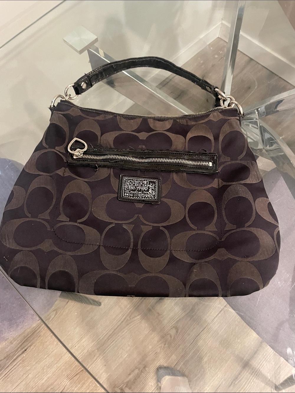 Coach Brown Signature Canvas Shoulder Bag